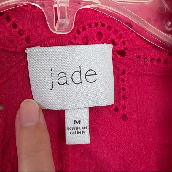 Jade by Johnny Was Joanna Eyelet Blazer Kolbie Pants Set Pink Love Potion S/M - Picture 4 of 11